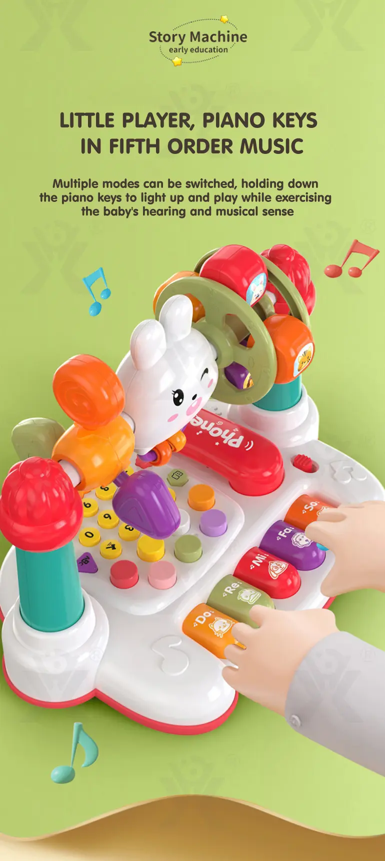 Cartoon Baby Interactive Music Light Keyboard Telephone Toy · TV10115 · detail image 6 of 10
