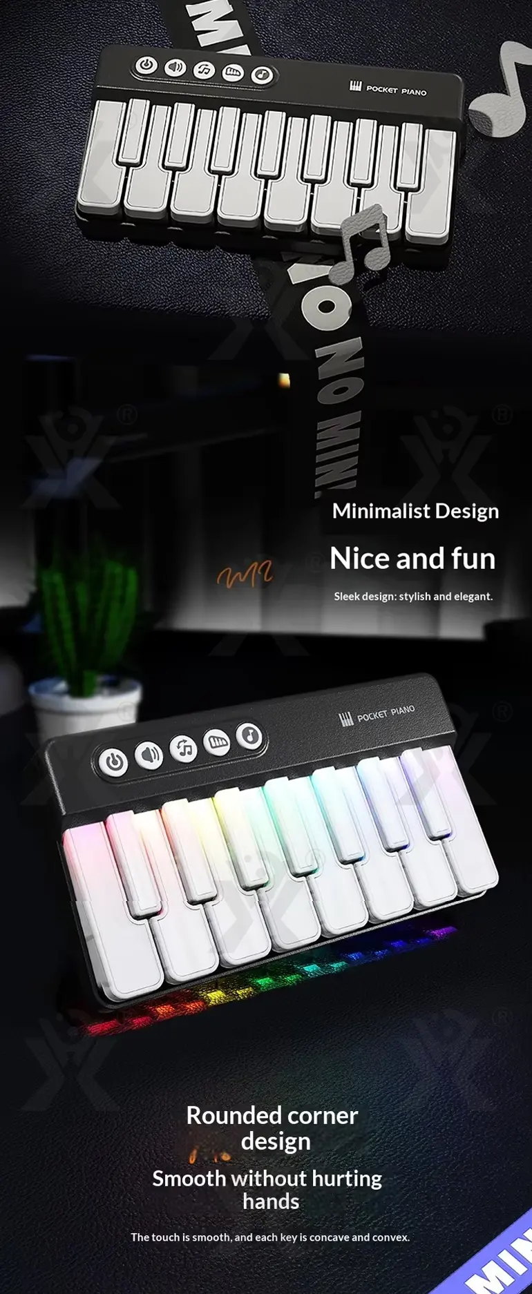 15 Key Kids Tasche Klavier Spielzeug LED Leichtes Musikinstrument·TV10099·Detailaufnahme 3 von 8