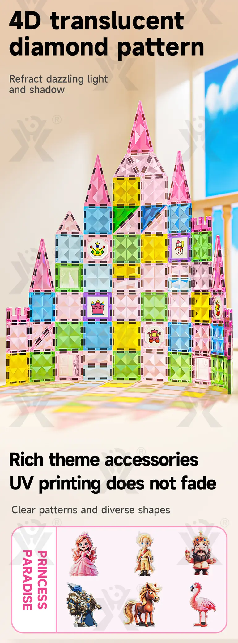 Pink Princess Castle Magnetic Tiles Building Blocks · TV10100 · detail image 2 of 7