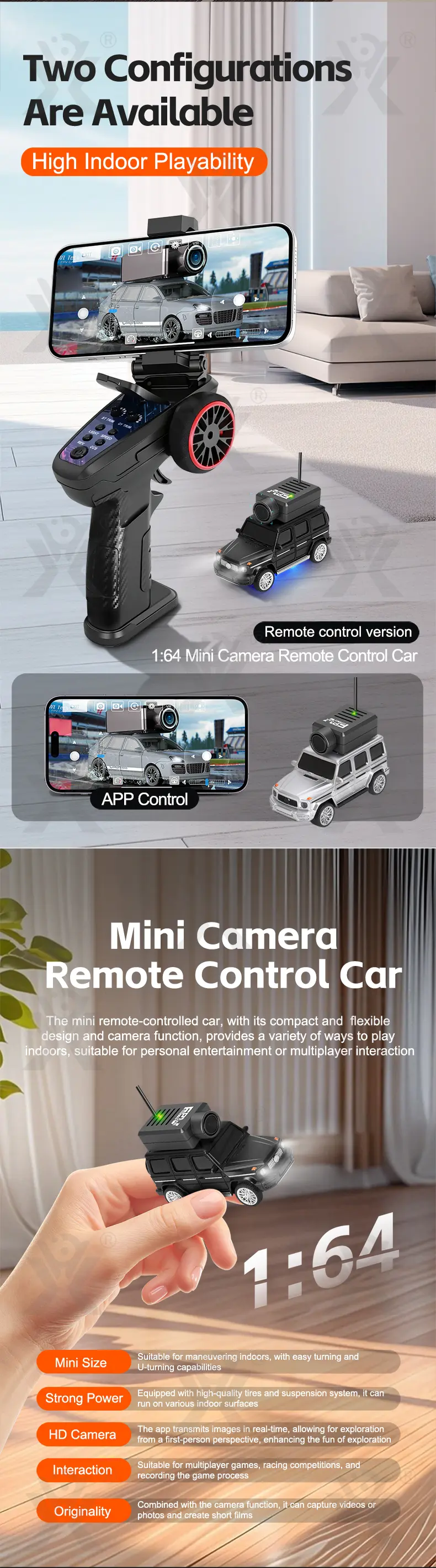 1:64 Scale RC Camera Car, 2.4G APP Control Desktop Car · TV10091 · detail image 2 of 9