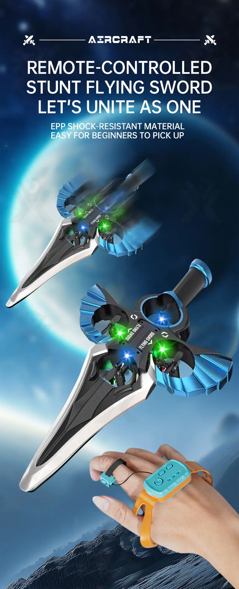 Gesture-Controlled Levitating RC Flying Sword Toy-RC Toys Wholesale Suppliers · TV10110 · detail image 1 of 12