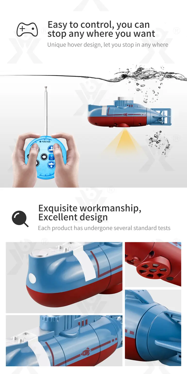 RC Submarine Toy Remote Control Boat, Underwater Diving Waterproof RC Toy Submarine · TV10097 · detail image 3 of 9