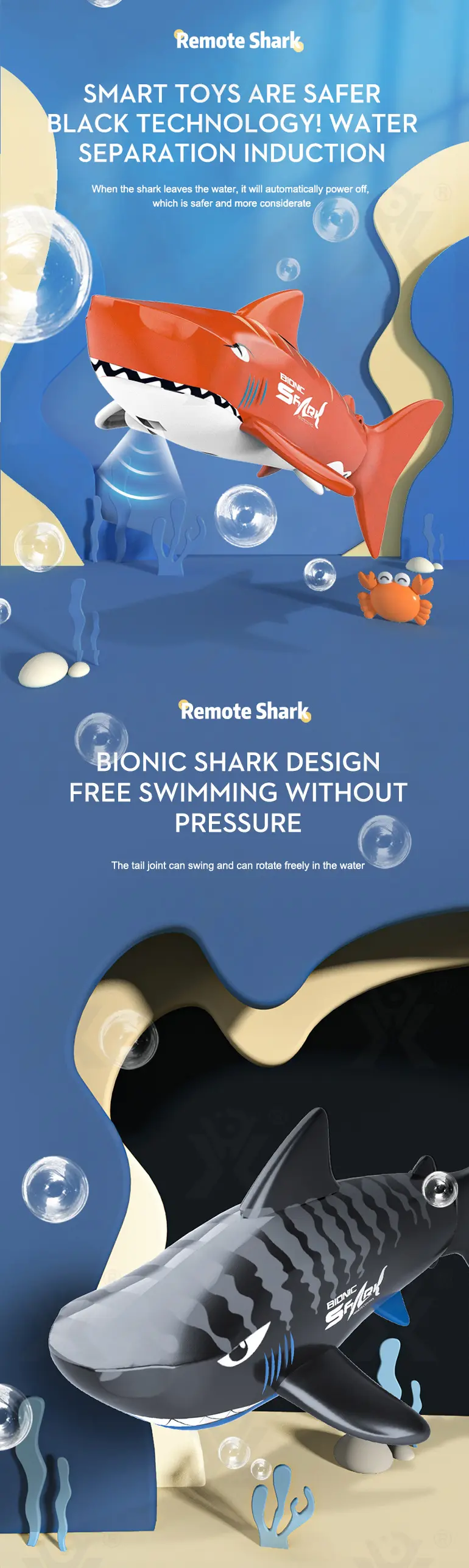 Electric Waterproof Remote Control Shark, Infrared-Controlled Water Toy- RC Shark Toy · TV10096 · detail image 10 of 13