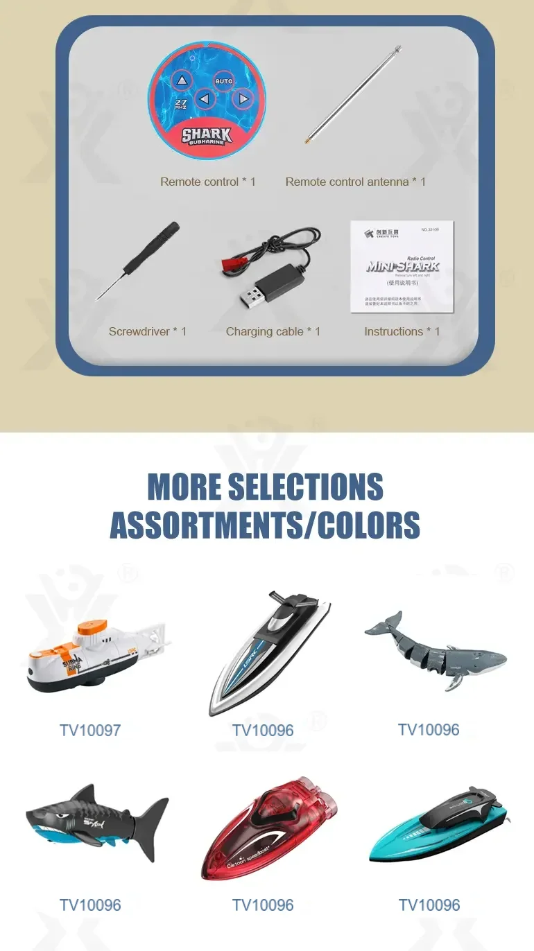 Electric Waterproof Remote Control Shark, Infrared-Controlled Water Toy- RC Shark Toy · TV10096 · detail image 12 of 13