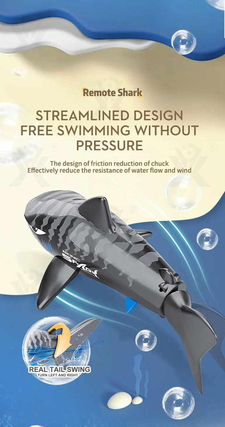 Electric Waterproof Remote Control Shark, Infrared-Controlled Water Toy- RC Shark Toy · TV10096 · detail image 2 of 13