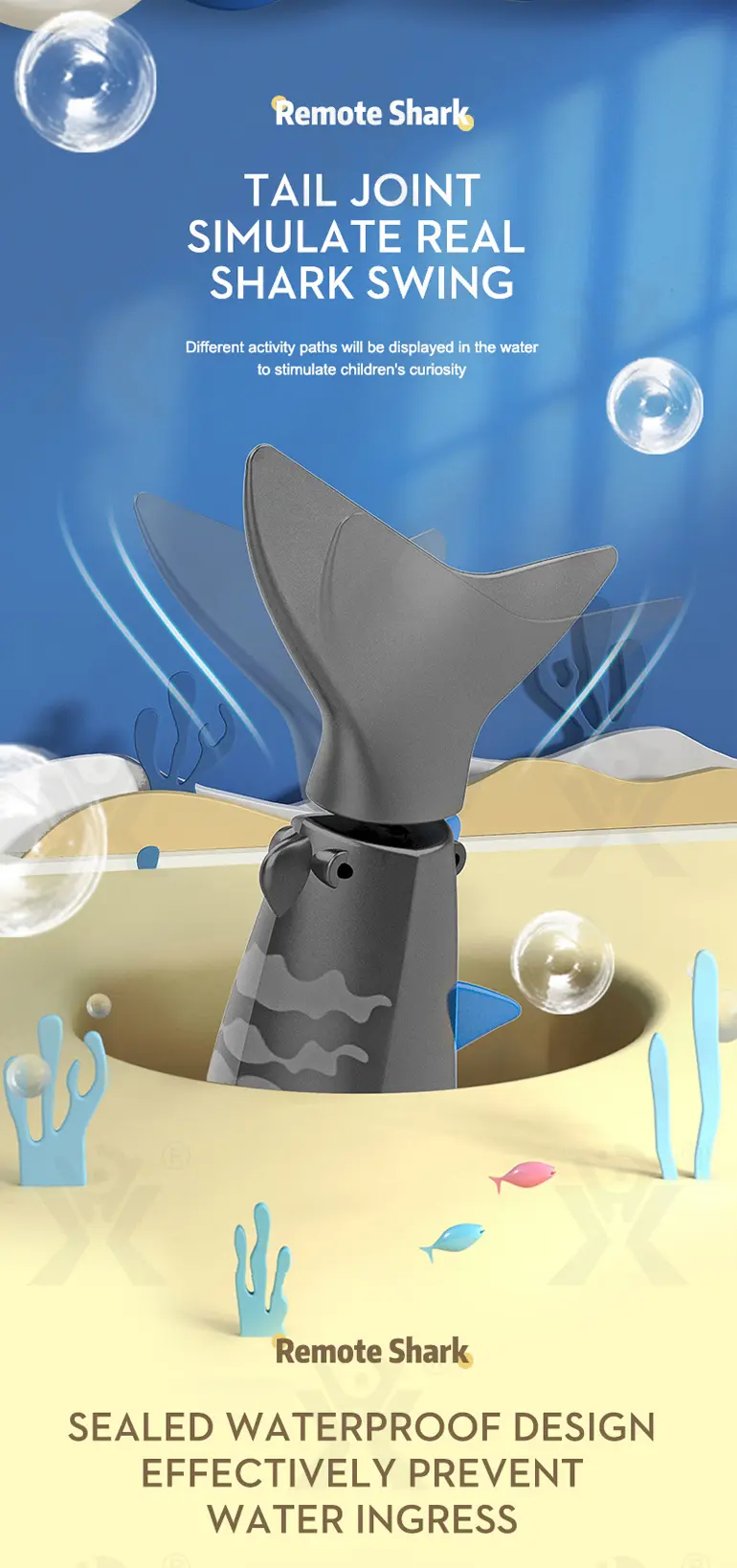 Electric Waterproof Remote Control Shark, Infrared-Controlled Water Toy- RC Shark Toy · TV10096 · detail image 6 of 13