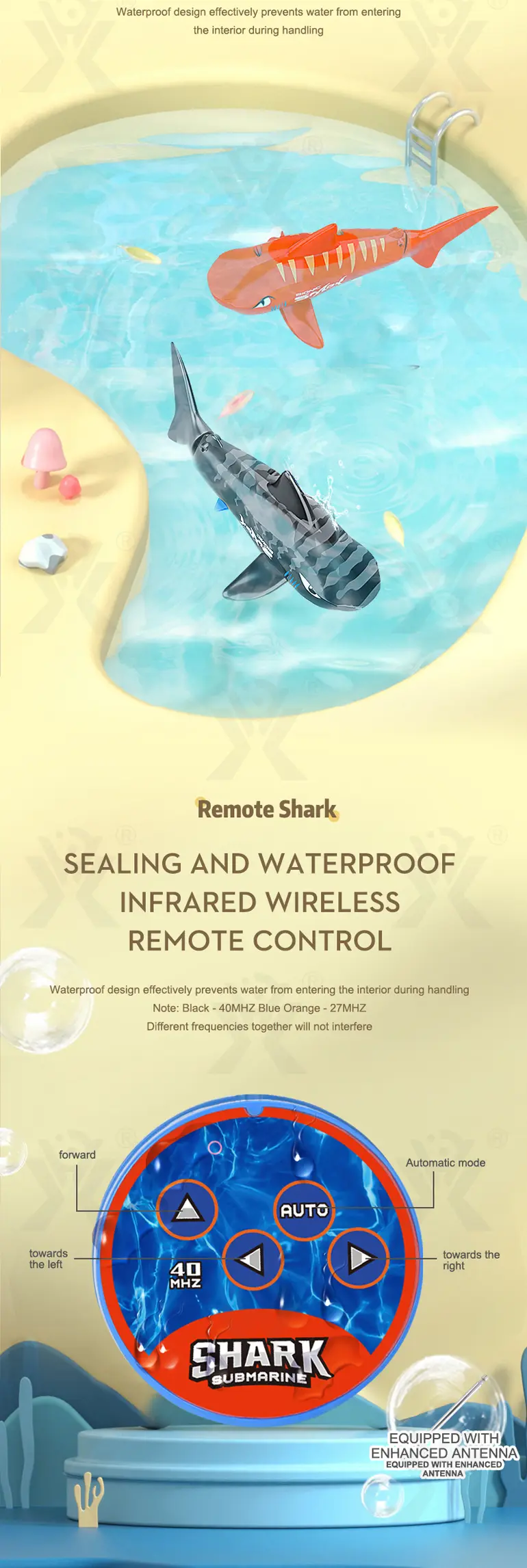 Electric Waterproof Remote Control Shark, Infrared-Controlled Water Toy- RC Shark Toy · TV10096 · detail image 7 of 13
