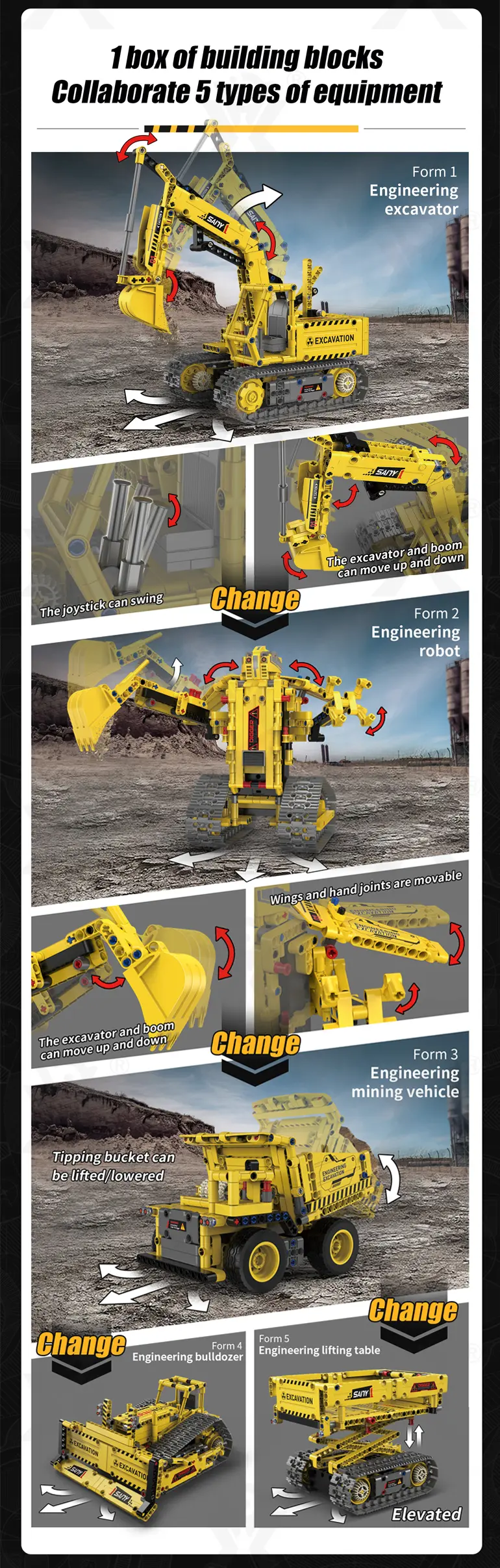 5-in-1 Engineering Building Set With RC & APP, STEM Educational Toy · TV10101 · detail image 2 of 6
