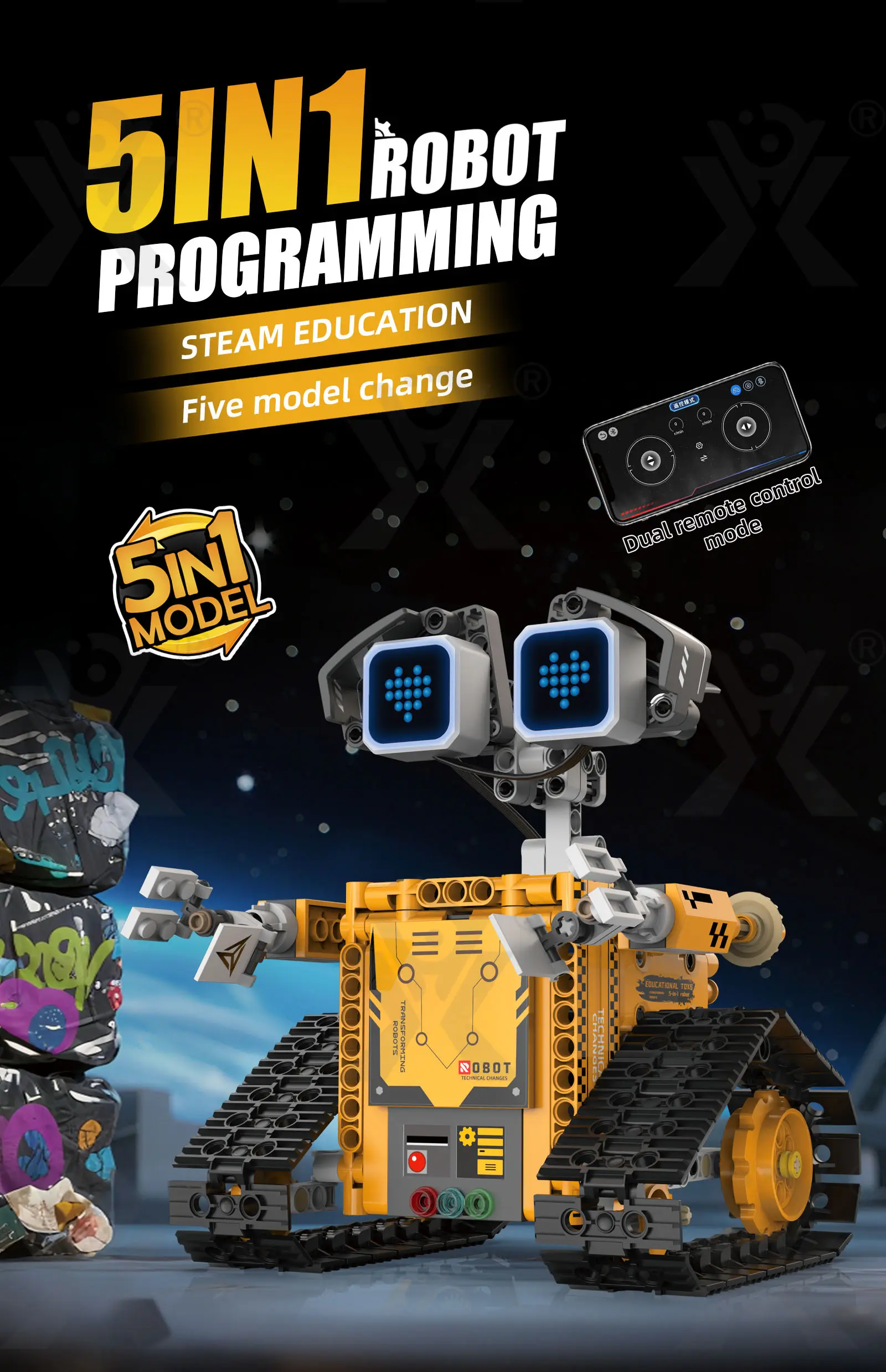 STEM Robot Building Kit, 5-in-1 Robot, Programmable, Remote & App Control · TV10078 · detail image 1 of 14