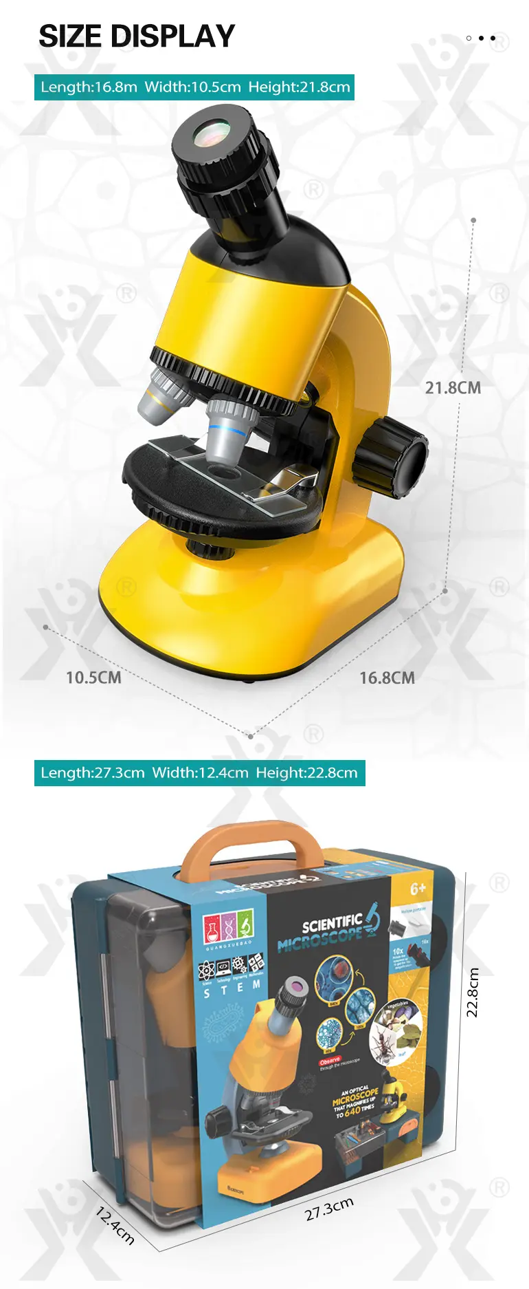 Scientific Microscope Toy, LED 100X-1200X Magnification · TV10071 · detail image 8 of 8