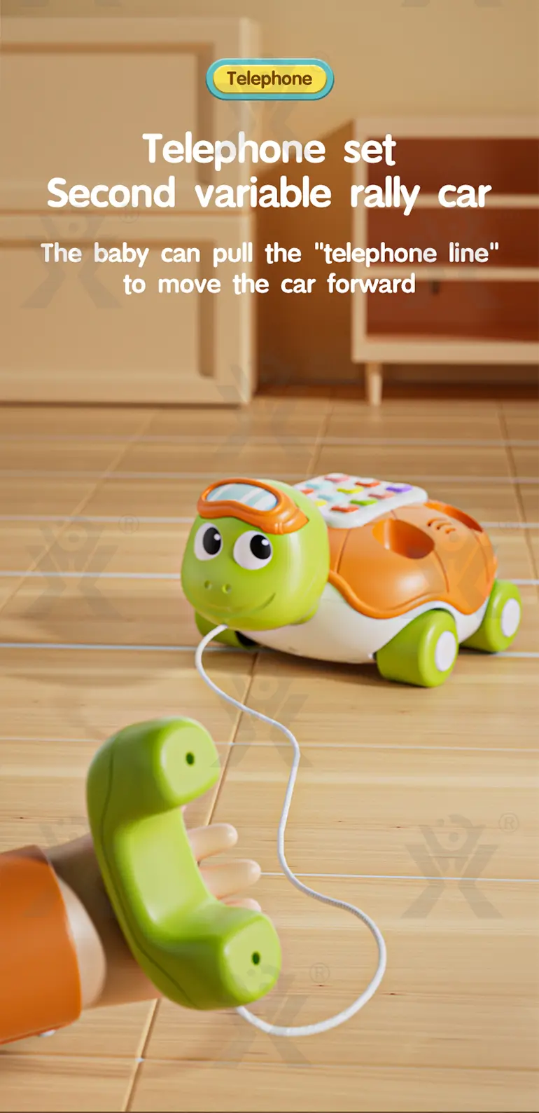 Cartoon Turtle Pull String Phone Toy · TV10068 · detail image 3 of 8