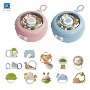 Baby Rattles Teethers Set with Storage Box, Infant Sensory Toys-toys for babies 6-12 months