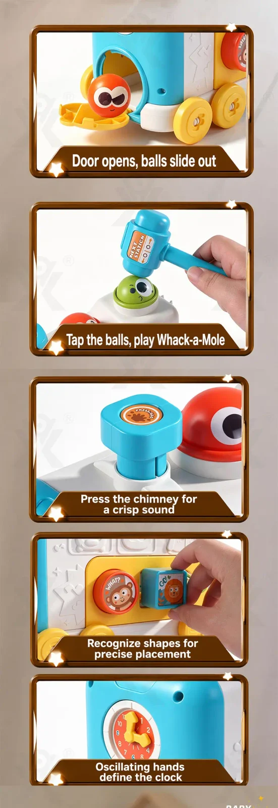 6-in-1 Multi-Function Activity Train Toy, Baby Montessori Sensory · TV10046 · detail image 4 of 10