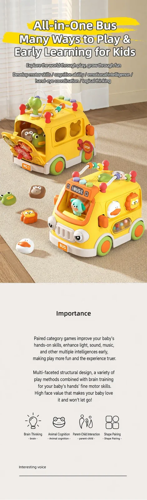 Activity Shape Sorting Bus, Educational Baby Musical Toy · TV10042 · detail image 1 of 9