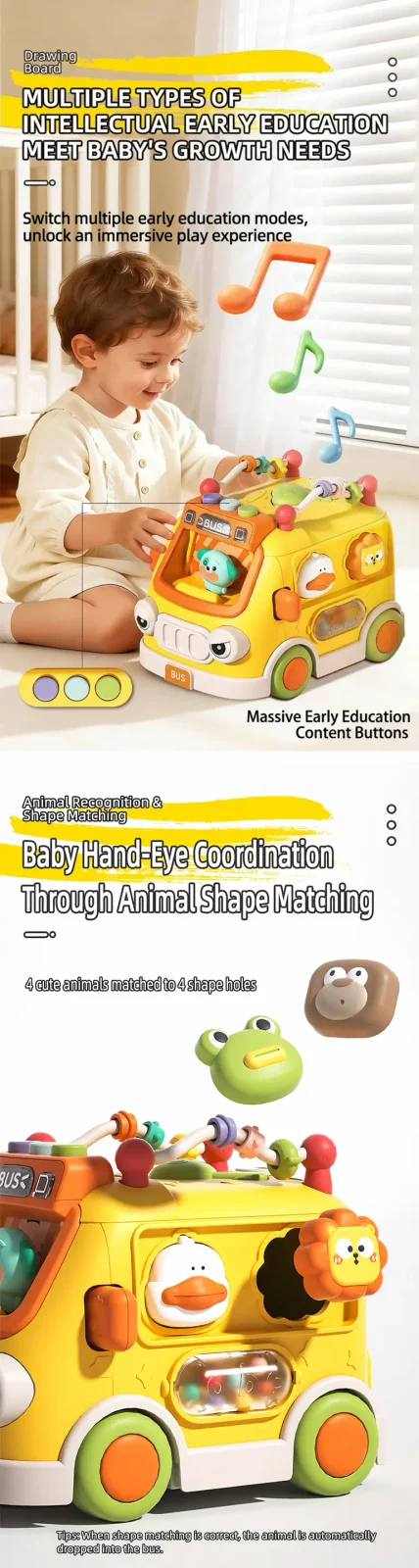 Activity Shape Sorting Bus, Educational Baby Musical Toy · TV10042 · detail image 3 of 9