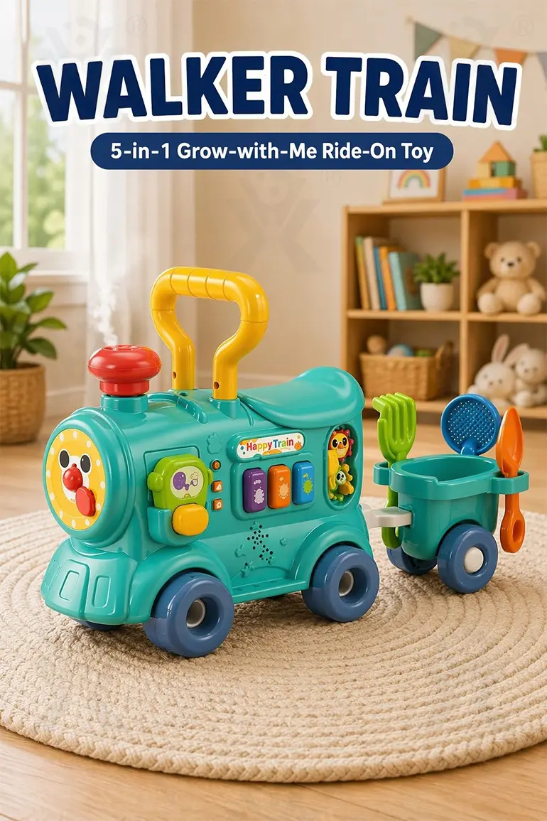 Multifunctional Baby Steam Walker Train Toy, 5-in-1 Activity Ride Toy · TV10044 · detail image 1 of 8
