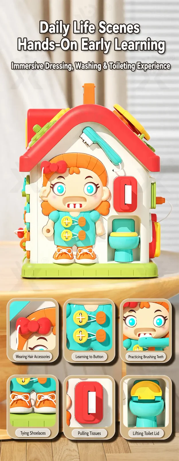 Montessori Busy House Activity Toy for Toddler · TV10051 · detail image 3 of 12