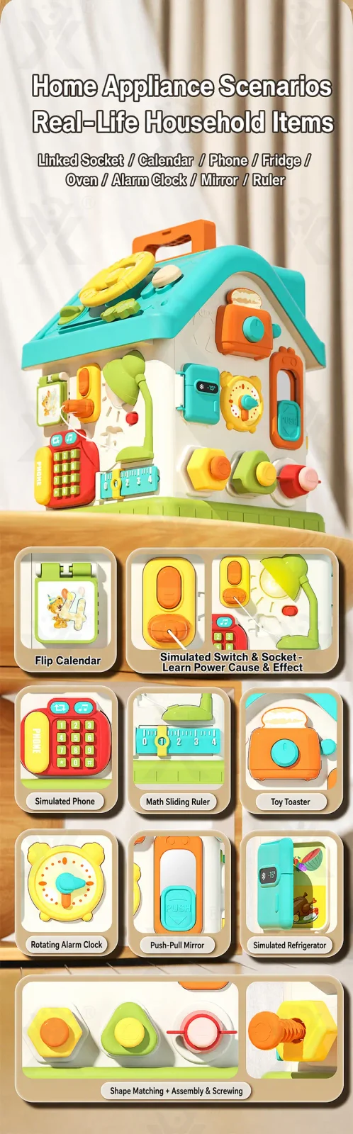 Montessori Busy House Activity Toy for Toddler · TV10051 · detail image 4 of 12