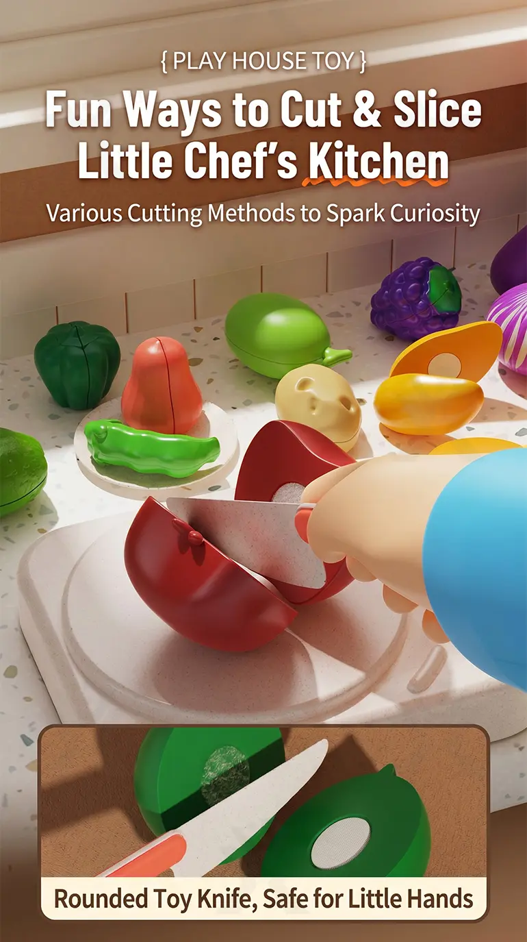 Pretend Play Kitchen Cutting Fruits Vegetables Toys · TV10055 · detail image 4 of 10