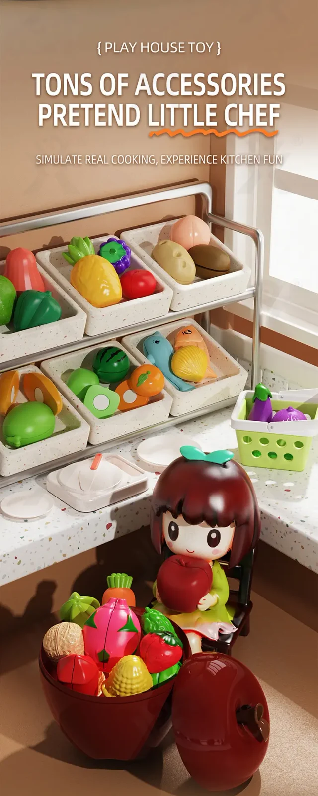 Pretend Play Kitchen Cutting Fruits Vegetables Toys · TV10055 · detail image 6 of 10