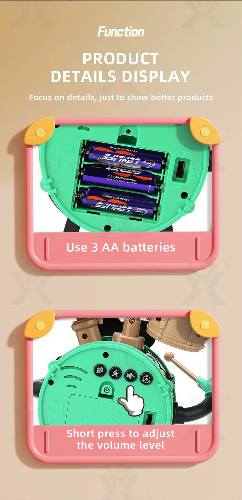 Baby Dancing Drum Instrument Electric Music Robot Toy · TV10031 · detail image 5 of 7
