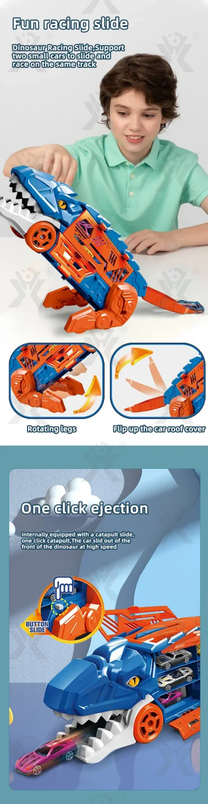 Dinosaur Alloy Catapult Toy with 6 Die-Cast Cars · TV10011 · detail image 3 of 5