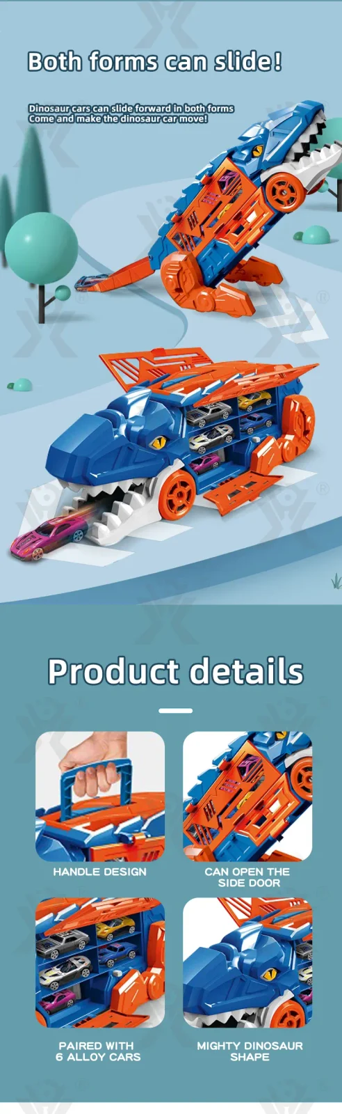 Dinosaur Alloy Catapult Toy with 6 Die-Cast Cars · TV10011 · detail image 4 of 5