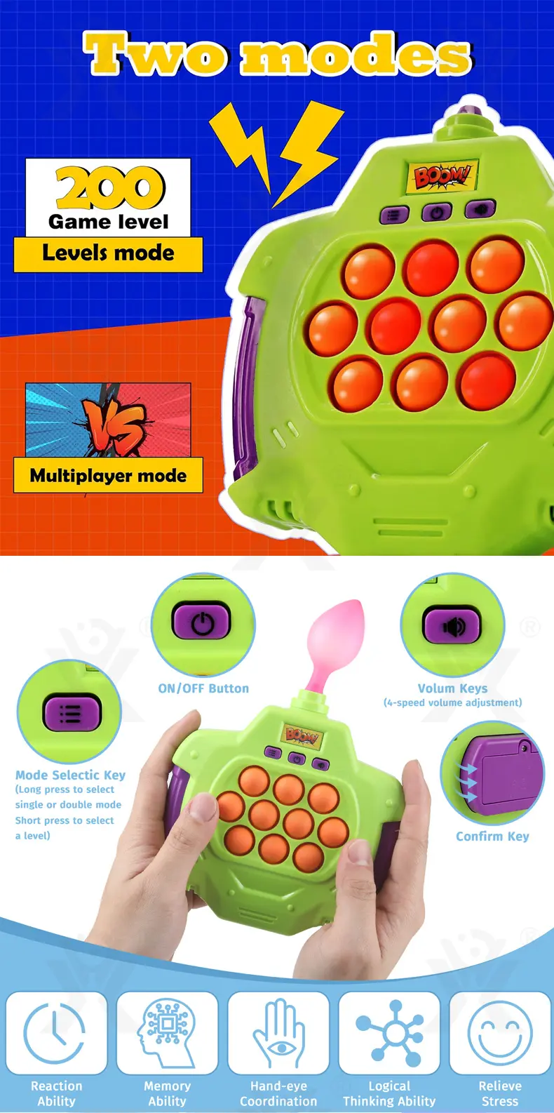 Fast Push Pop Game Toy, Fidget Toys with Balloon for Kids · TV10029 · detail image 1 of 7