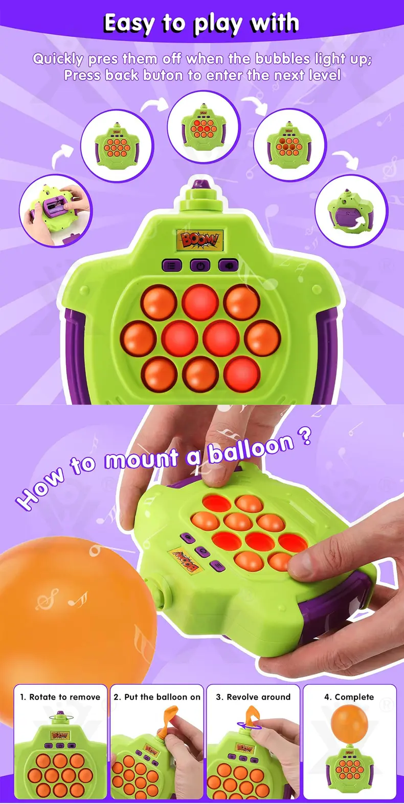Fast Push Pop Game Toy, Fidget Toys with Balloon for Kids · TV10029 · detail image 4 of 7