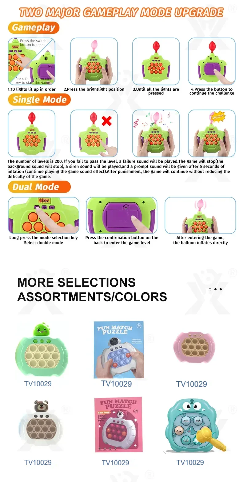 Fast Push Pop Game Toy, Fidget Toys with Balloon for Kids · TV10029 · detail image 6 of 7