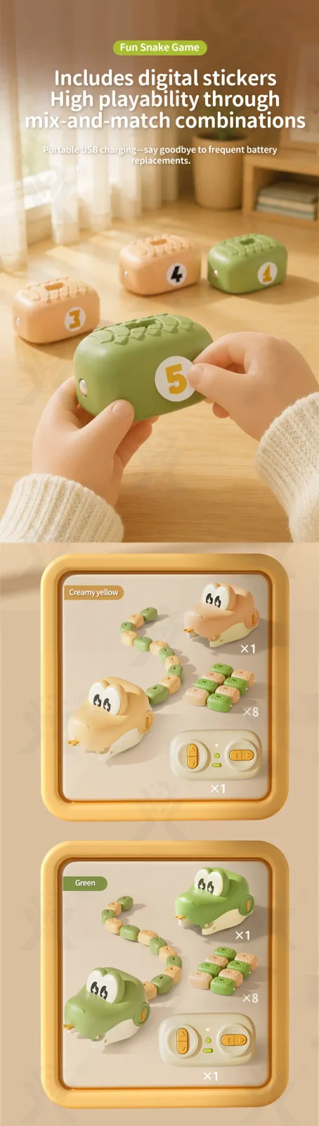 Magnetic Snake Game Toy, Remote Control Eating Snake Toys with Sound and Light-rc animal toys · TV10041 · detail image 7 of 9