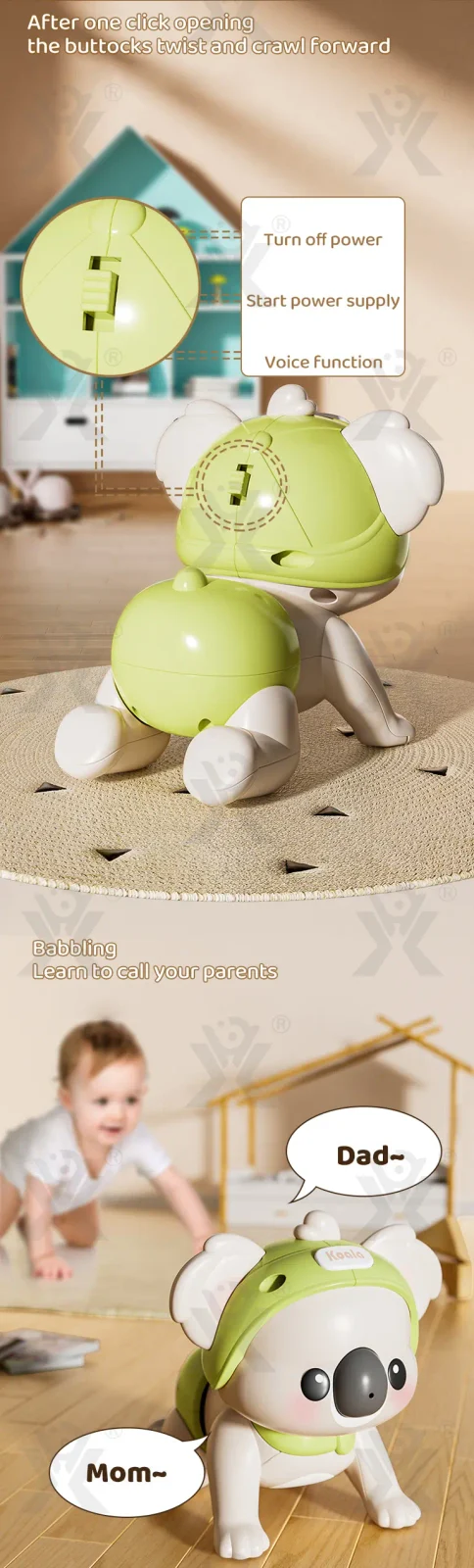 Musical Koala Baby Crawling Toy, Infant Tummy Time Development Learning · TV10050 · detail image 3 of 6