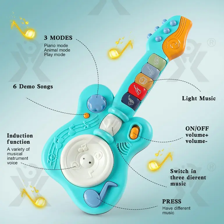 Kids’ Guitar Toys with LED Lights & Sound, Interactive Early Learning Supply · TV10058 · detail image 3 of 9