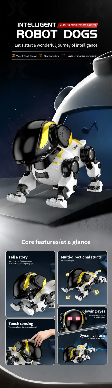 Smart Robot Dog Toy with Voice Control, Remote Control, LED Eyes, Multi-Function Interactive Pet · TV10040 · detail image 1 of 11
