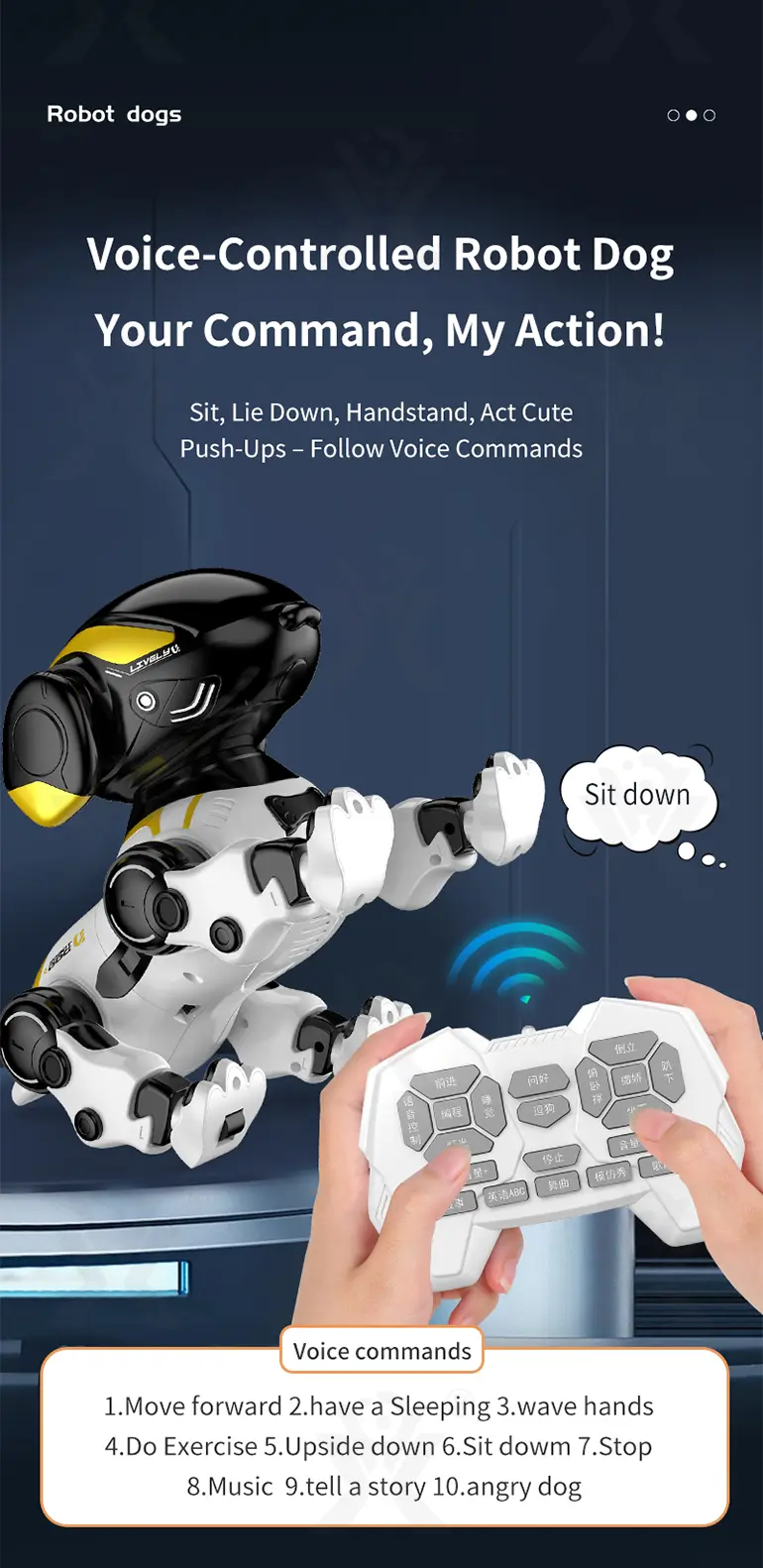 Smart Robot Dog Toy with Voice Control, Remote Control, LED Eyes, Multi-Function Interactive Pet · TV10040 · detail image 8 of 11