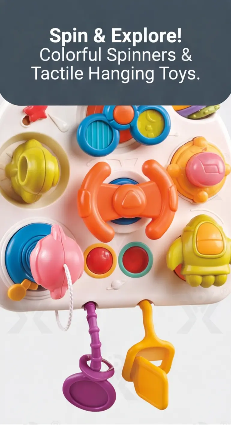 Montessori Busy Board Toys, Spinning, Sliding & Fine Motor Skill Activities Learning Toy · TV10047 · detail image 4 of 9