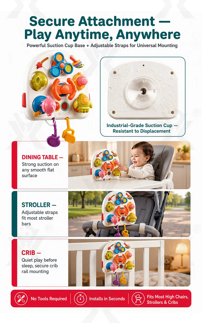 Montessori Busy Board Toys, Spinning, Sliding & Fine Motor Skill Activities Learning Toy · TV10047 · detail image 6 of 9