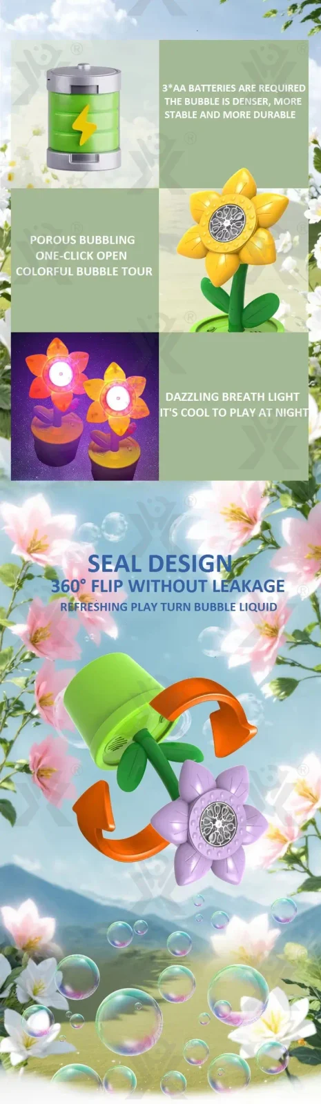 Sunflower Bubble Machine with Music & Lights for Kids · TV10017 · detail image 2 of 6