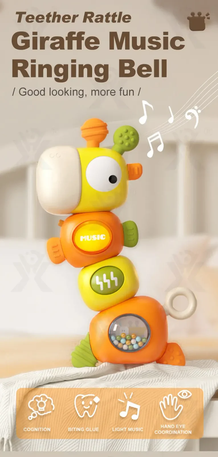 Giraffe Musical Rattle Sensory Toy for Infants · TV10008 · detail image 1 of 13