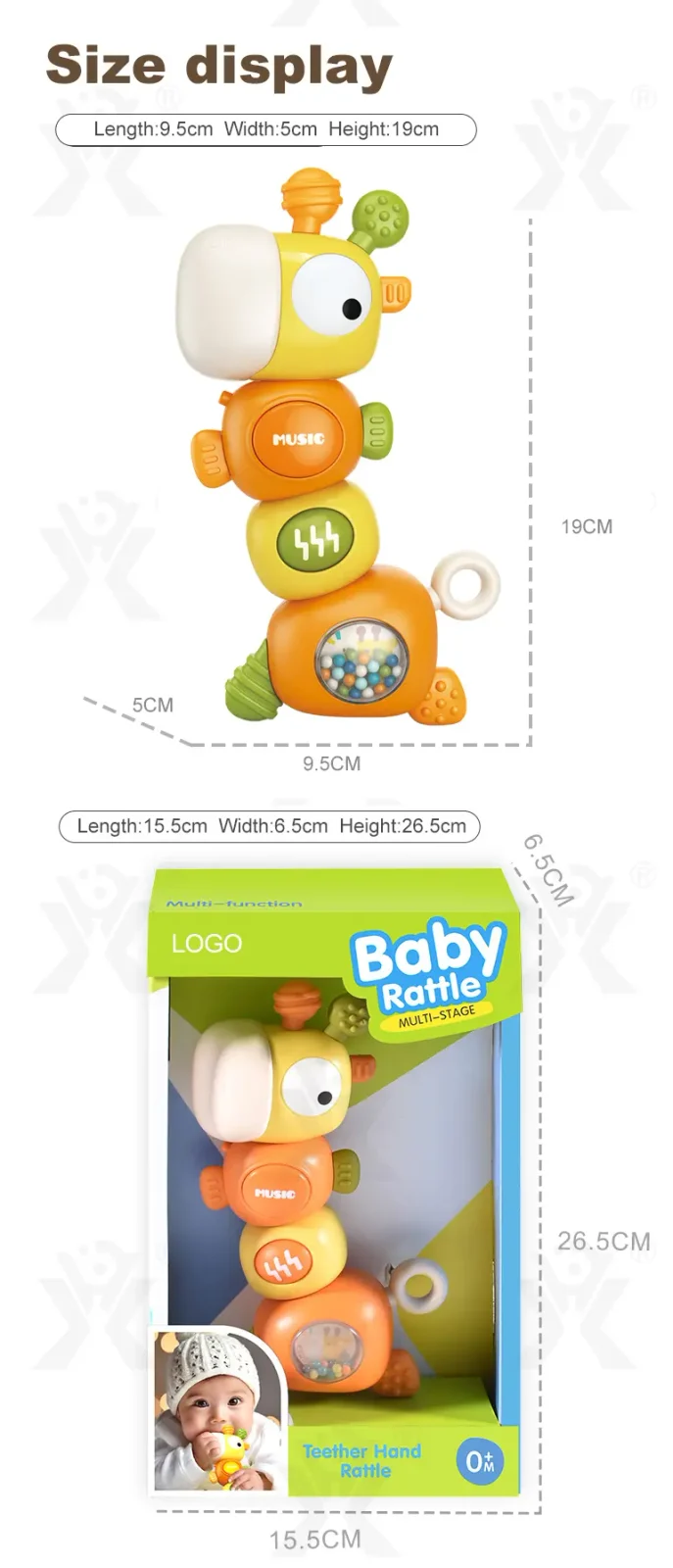Giraffe Musical Rattle Sensory Toy for Infants · TV10008 · detail image 13 of 13