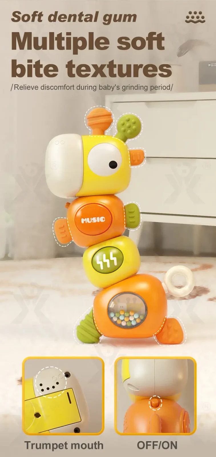 Giraffe Musical Rattle Sensory Toy for Infants · TV10008 · detail image 8 of 13