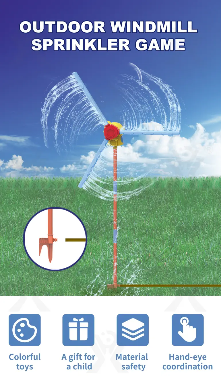 Windmill Water Sprinkler Toy, 360° Rotating Water Spray, Simple Hose Connection- Water Toys · TV10026 · detail image 1 of 4